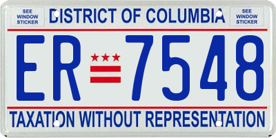 DC license plate ER7548