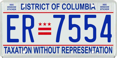 DC license plate ER7554