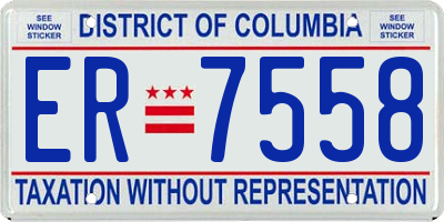 DC license plate ER7558