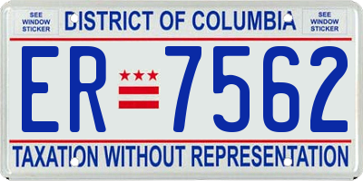 DC license plate ER7562