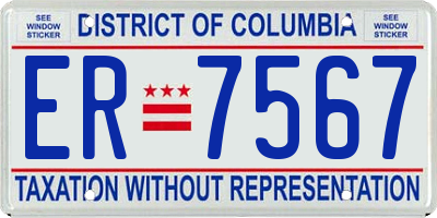 DC license plate ER7567