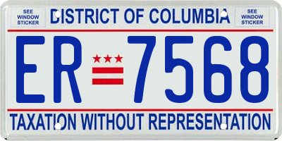 DC license plate ER7568