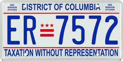 DC license plate ER7572