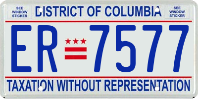 DC license plate ER7577