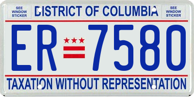 DC license plate ER7580