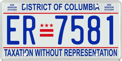 DC license plate ER7581