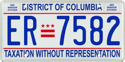 DC license plate ER7582