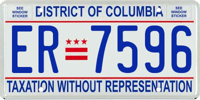 DC license plate ER7596