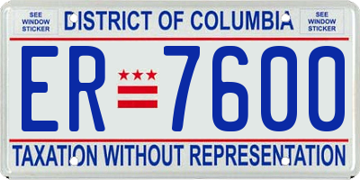 DC license plate ER7600