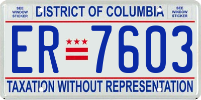 DC license plate ER7603