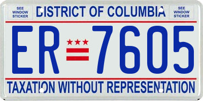 DC license plate ER7605