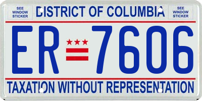 DC license plate ER7606