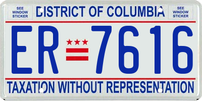DC license plate ER7616