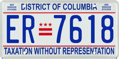DC license plate ER7618