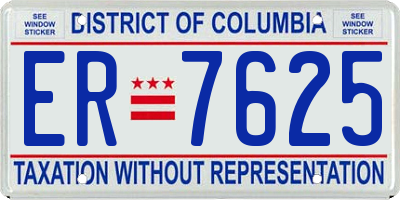 DC license plate ER7625