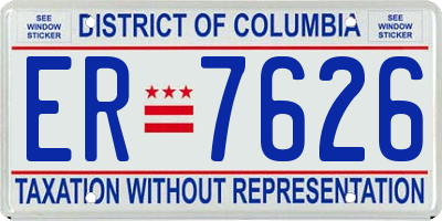 DC license plate ER7626
