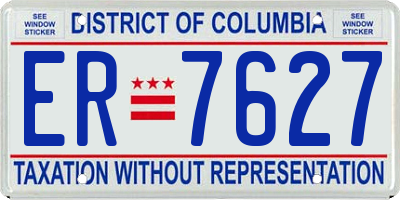 DC license plate ER7627