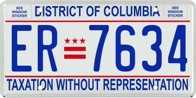 DC license plate ER7634