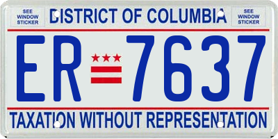 DC license plate ER7637