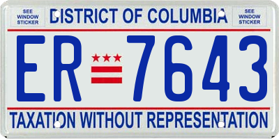 DC license plate ER7643