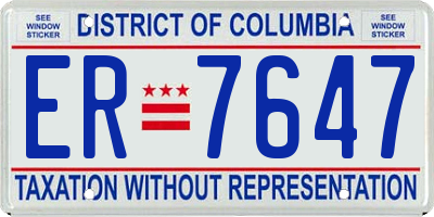 DC license plate ER7647