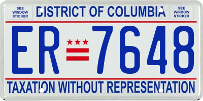 DC license plate ER7648