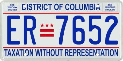 DC license plate ER7652