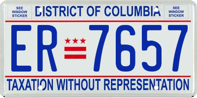 DC license plate ER7657