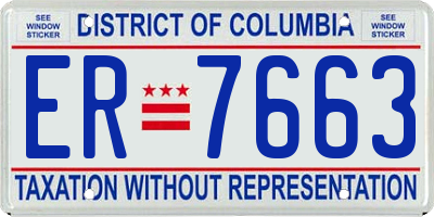 DC license plate ER7663
