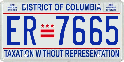 DC license plate ER7665