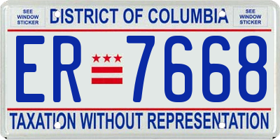 DC license plate ER7668