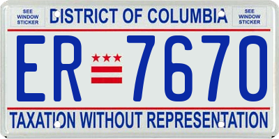 DC license plate ER7670