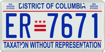 DC license plate ER7671
