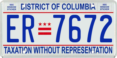 DC license plate ER7672