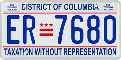 DC license plate ER7680