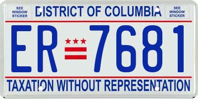 DC license plate ER7681