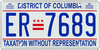 DC license plate ER7689