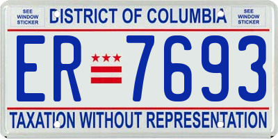 DC license plate ER7693