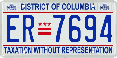 DC license plate ER7694