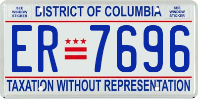 DC license plate ER7696