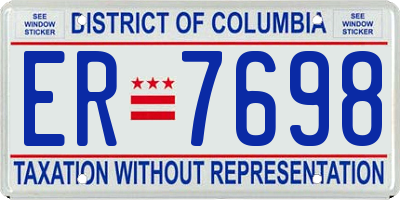 DC license plate ER7698