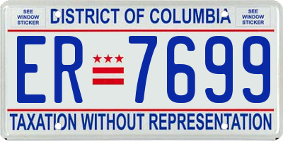 DC license plate ER7699