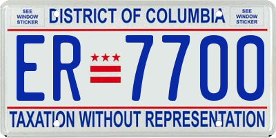 DC license plate ER7700