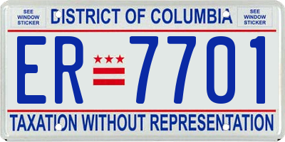DC license plate ER7701