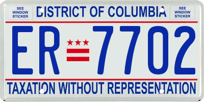 DC license plate ER7702