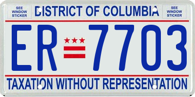 DC license plate ER7703
