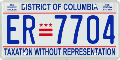 DC license plate ER7704