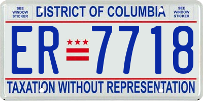 DC license plate ER7718