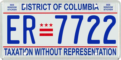 DC license plate ER7722