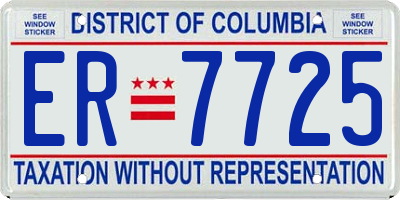 DC license plate ER7725